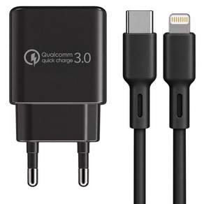 모잇 퀄컴 공식인증 QC 3.0 PD25W 2포트 PPS 초고속충전기 + 8핀 라이트닝 아이폰 케이블