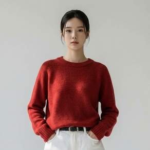 레몬소울 여성용 에스텔라 소프트 베이직 라운드 니트