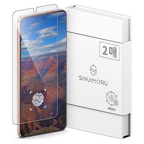 신지모루 0.2mm 지문인식 강화유리 휴대폰 액정보호필름 2p 세트