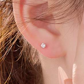 젤루나 여성용 써지컬 얇은 원큐빅 라운드 기본 바벨 볼 피어싱 3mm P-789 2p