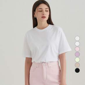 ELLE PARIS 여성용 통기성 베이직 라운드넥 반팔 티셔츠