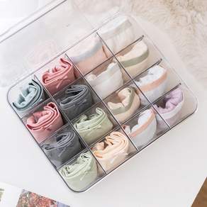 리빙공감 DIY 덮개형 아크릴 정리함 속옷 양말 수납함, 투명, 1개