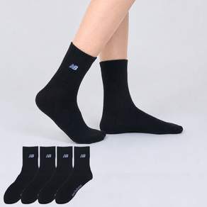 뉴발란스 여성용 베이직 자수 로고 중목 양말 4켤레