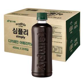 아카페라 심플리 디카페인 아메리카노 무라벨, 400ml, 20개 - 커피음료