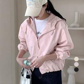 아피나르 여성용 루즈핏 탑스티치 후디 바람막이 점퍼