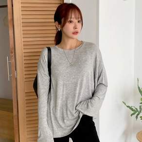 린다샵 여성용 르주아 라운드넥 찰랑 레이온 무지 박시 티셔츠 cpt15574k47