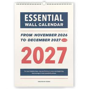 아이코닉 2027 에센셜 벽걸이달력 A3 월 캘린더