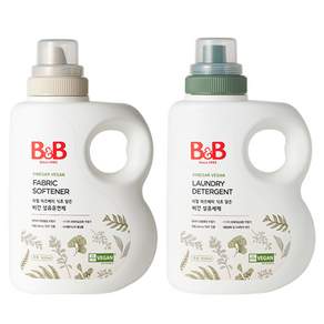 비앤비 유아 비건 섬유유연제 1.5L + 섬유세제 1.5L 무향 본품