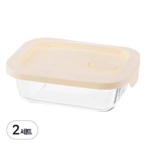 코멧 홈 실리콘 뚜껑에 스팀홀이 있는 사각 내열유리 밀폐용기