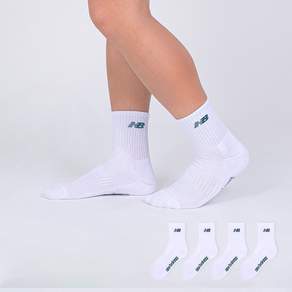 뉴발란스 남성용 베이직 로고 파일 중목 양말 4켤레
