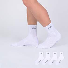 뉴발란스 남성용 베이직 로고 파일 중목 양말 4켤레