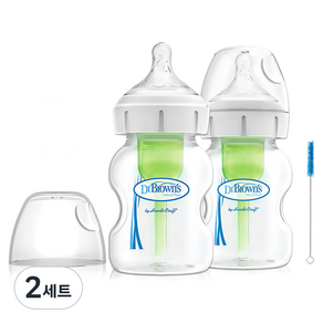 닥터브라운 와이드넥 옵션스 플러스 PP 젖병 트윈팩 + 세척솔 1p