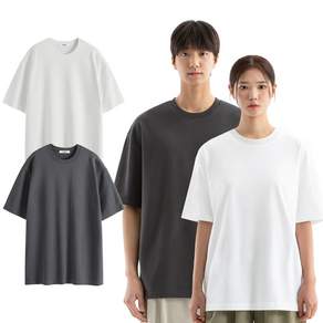 네이븐 남녀공용 2장 SET 루즈핏 더블코튼 반팔티 NA3DST