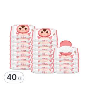 순둥이 베이직 무향 엠보싱 휴대용 유아물티슈 캡형