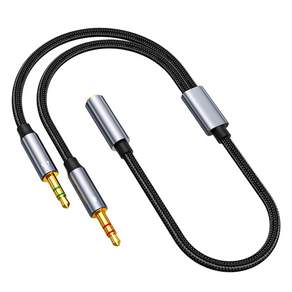 누아트 4극 스테레오 이어폰 마이크 분리 2in1 Y형 연장 AUX 케이블 3.5mm