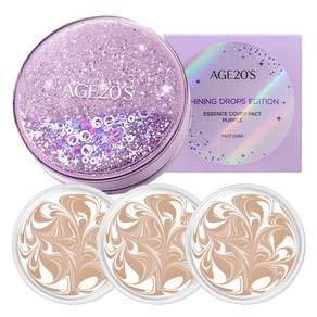 에이지투웨니스 샤이닝 드롭스 에디션 뉴오리지널 에센스 커버 팩트 케이스 퍼플 + 리필 12.5g x 3p