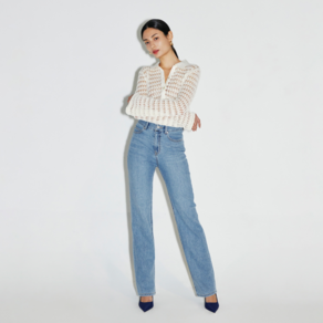 이십칠와이 여성용 Middle Blue Straight Fit Denim 팬츠 YWD1DNST001