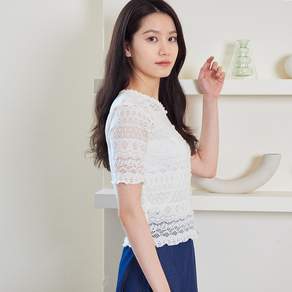 가니송 여성용 플라워 트림 레이스 가디건