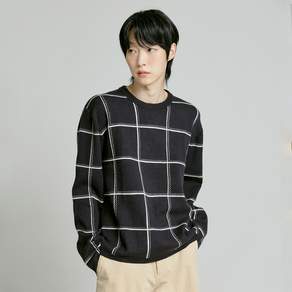 210에디트 남성용 버드아이 말랑쫀득 라운드 빅체크 니트 ZF4SW071