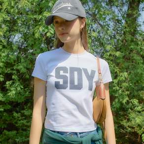 살롱드욘 여성용 SDY 로고 크롭 반팔 티셔츠