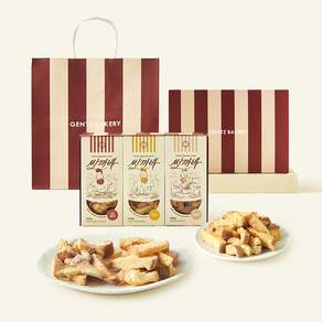 겐츠베이커리 써까바 인절미맛 100g + 치즈맛 100g + 갈릭새우맛 100g 세트 + 쇼핑백