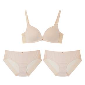 원더브라 스킨팔레트 V넥 노와이어 브라1+팬티2 세트