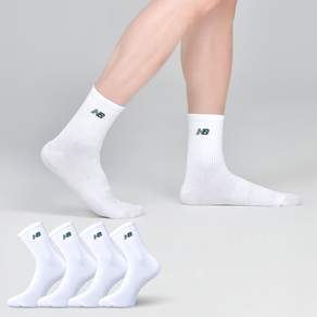 뉴발란스 남성용 베이직 로고 중목 양말 4켤레