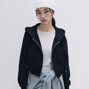로라로라 NUBASIC CROP HOODED ZIP UP