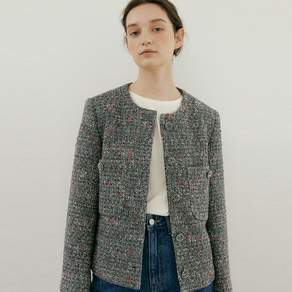 블랭크공삼 classic cropped tweed jacket [Italian fabric]