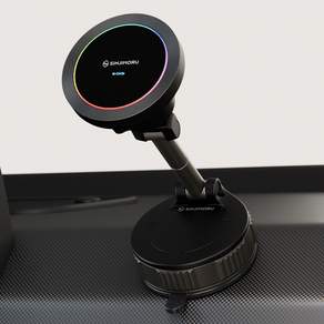신지모루 360도 LED 8색 앰비언트 맥세이프 차량용 고속 무선충전 진공흡착 거치대 송풍구형 + 흡착형 세트