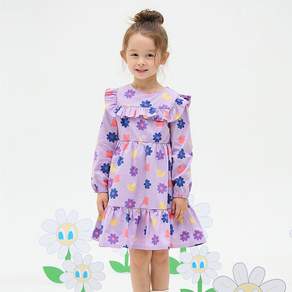 팬콧 아동용 데이지오리 패턴 프릴 원피스