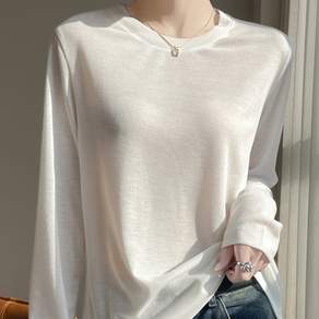 라라티나 여성용 코젠나 라운드넥 베이직 텐셀 긴팔 티셔츠