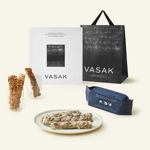 VASAK 바삭 김부각 연근 참깨 35g x 2개입 + 커피 헤이즐넛 35g x 2개입 + 보리새우 35g x 2개입 선물세트 + 쇼핑백