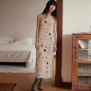 오앨 FADED FLORAL LACE SLIP DRESS