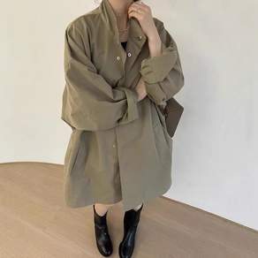 더플로우커머스 여성용 스탠드 미디 야상자켓
