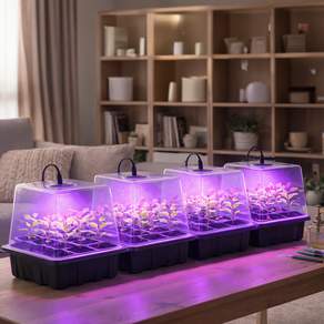 21세기트랜드 실내 재배 돔형 수경 플랜팜 LED 새싹재배기 모종트레이 세트