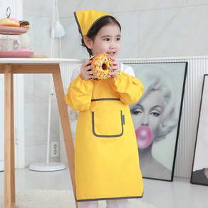 베베슈에뜨 아동용 사각 모던 미술 면 앞치마 + 두건 + 토시 2p 세트