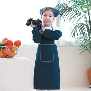 베베슈에뜨 아동용 사각 모던 미술 면 앞치마 + 두건 + 토시 2p 세트