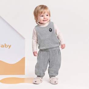 MilkBaby 벨로아 멋나게 레이어드 조끼 상의 + 하의 세트