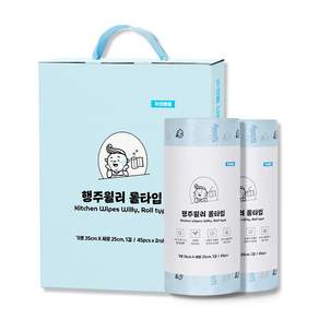 빌리365 행주 윌리 롤타입 빨아쓰는 키친타올 일회용 주방 티슈 타월 90개 하늘색