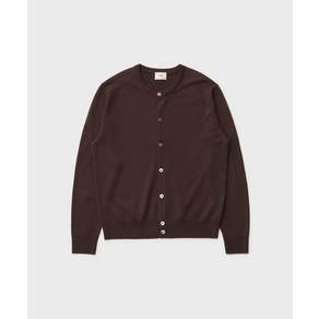 ANOTHER OFFICE Solid Round Neck Cardigan (Brown)