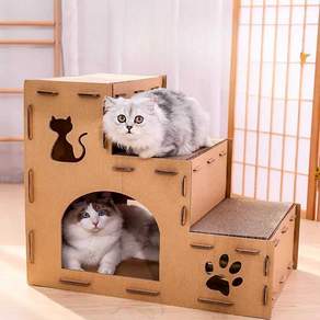 고양이 골판지 계단 숨숨집 스크래치 조립식 스크래쳐
