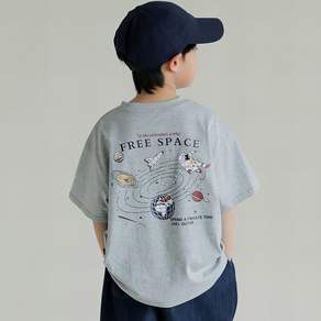 베비포 초중생 루즈핏 SPACE 프린팅 반팔티 EW9