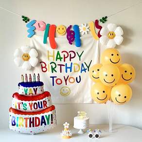 연지마켓 생일 가랜드 현수막 데이지 풍선 파티 용품 세트