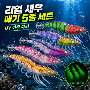 제이스디 리얼 새우 에기 쭈꾸미 갑오징어 UV 야광 5종
