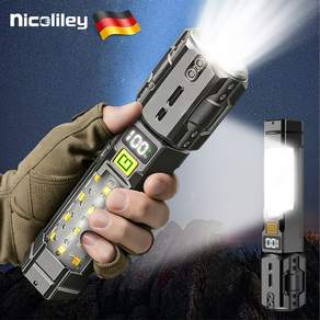 nicoliley 초강력 led 손전등 휴대용 캠핑 랜턴 충전식 후레쉬 고휘도