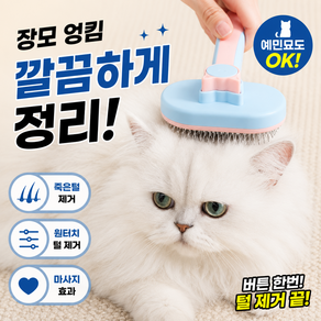 고양이 브러쉬 원터치 털제거 장모 단모 겸용 마사지 빗