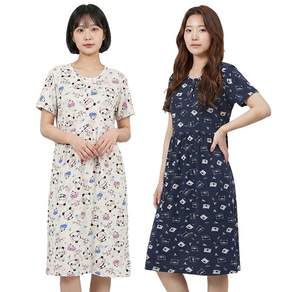 (2장) 까실이 캐릭터 반팔 원피스 여성 여름 쿨 아이스 잠옷 홈웨어 1+1