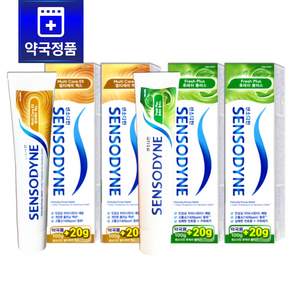 [약국전용] 센소다인 멀티케어 120G x 2개 + 후레쉬 120G x 2개 시린이 개선 효과 잇몸에 좋은 치약 대용량