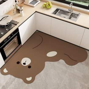 Arsjuo ㄱ자 빨아쓰는 규조토 발매트 미끄럼방지 화장실 욕실 주방 매트